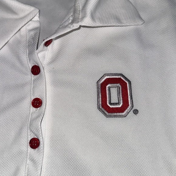 Ohio State University XL women’s sleeveless polo shirt white football buckeyes - Picture 2 of 8